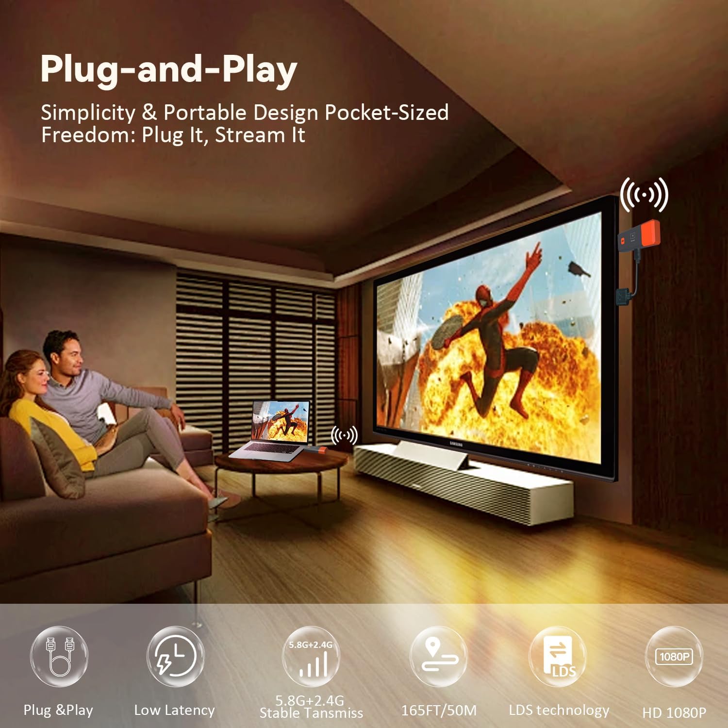 50M 1080P Wireless Video Audio - Hdmi Adapter recension och pris